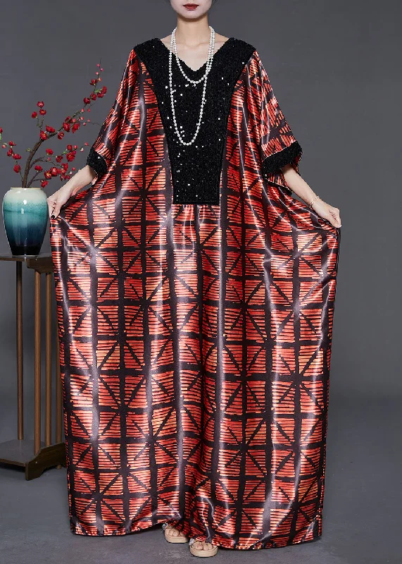 Early Access structured dressMulberry Print Silk Robe Dresses Sequins Batwing Sleeve