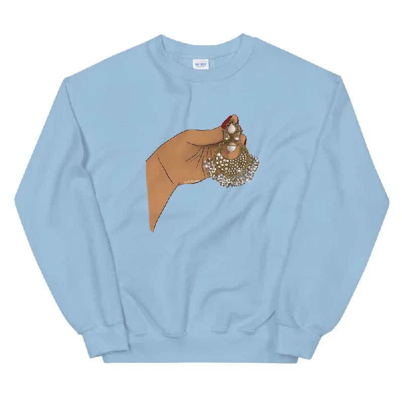 Special Price trendy sports sweatshirtLarge Desi Gold Earring Sweatshirt