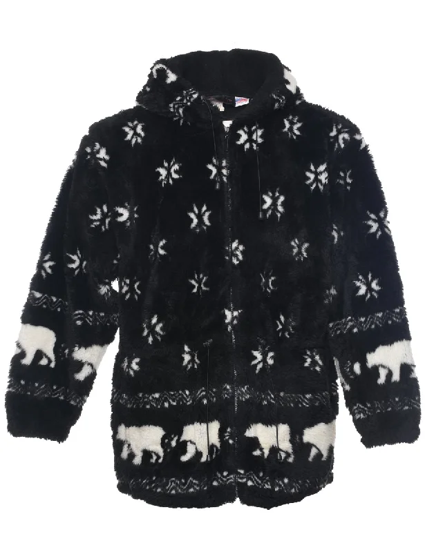 Special Offer stylish peacoatHooded Faux Fur Coat - L
