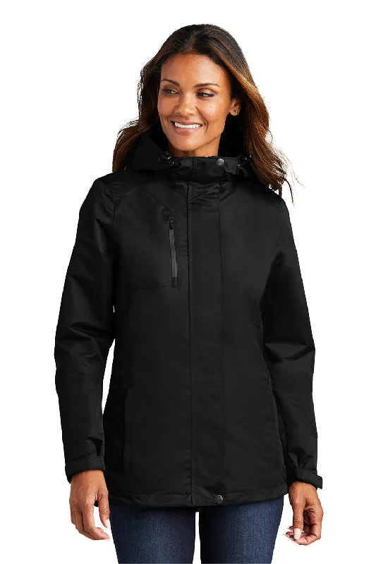Markdowns padded puffer coatPort Authority Womens All Conditions Waterproof Full Zip Hooded Jacket - Black