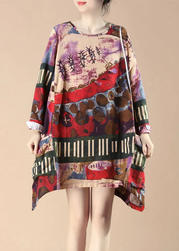 Online Exclusive bohemian dressUnique Red Asymmetrical Patchwork Linen Dresses Spring Online Exclusive bohemian dressUnique Red Asymmetrical Patchwork Linen Dresses Spring