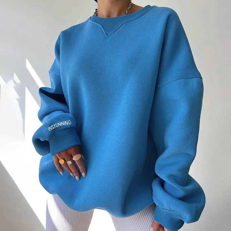Deal Dash graphic gym sweatshirtWomen's Oversized Blue Sweatshirt