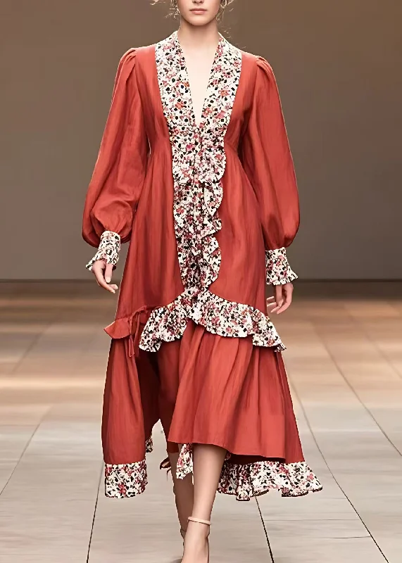 Time-Limited Offer chic shift dressClassy Red V Neck Print Maxi Dresses Lantern Sleeve Time-Limited Offer chic shift dressClassy Red V Neck Print Maxi Dresses Lantern Sleeve