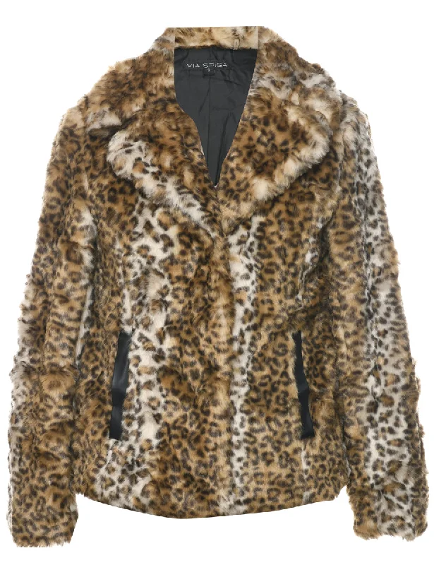 Epic Deals chic outerwearLeopard Pattern Faux Fur Coat - S