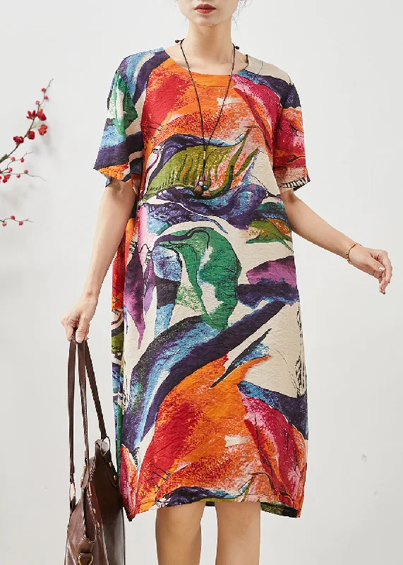 stylish dressChic Oversized Original Design Print Cotton Dresses Summer