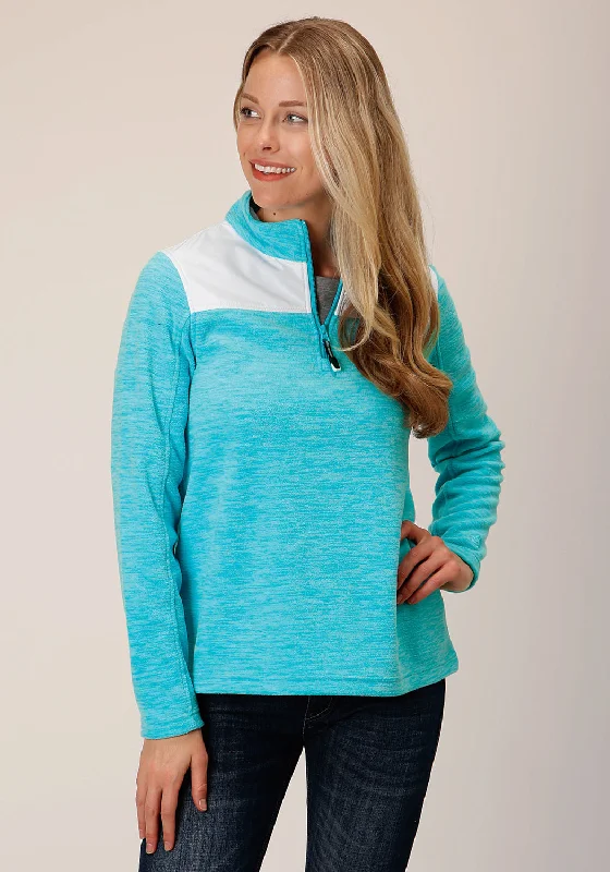 stylish coatRoper Womens Micro Heather Turquoise 100% Polyester Fleece Jacket