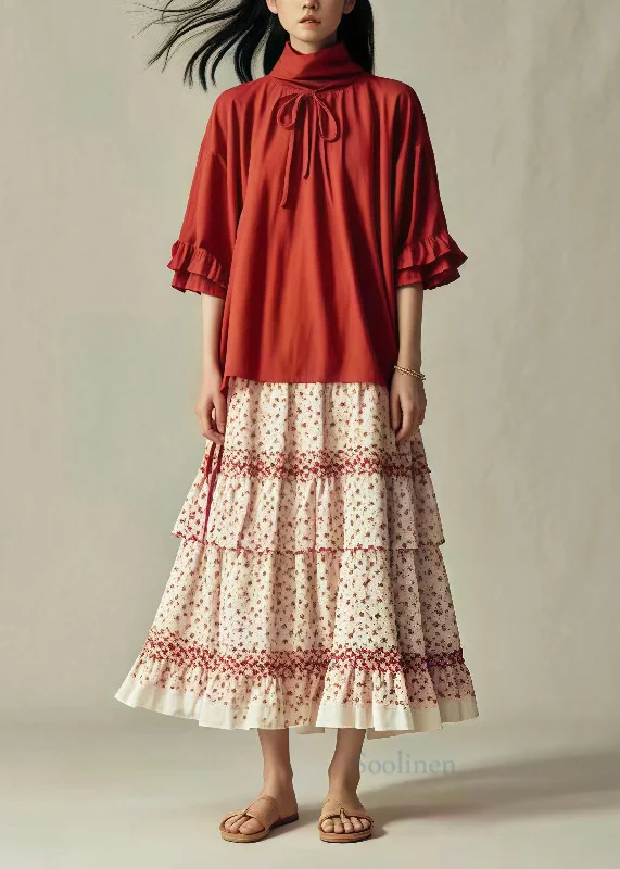 Deal Mania relaxed fit dressStyle Red Turtle Neck Patchwork Cotton A Line Dresses Summer Deal Mania relaxed fit dressStyle Red Turtle Neck Patchwork Cotton A Line Dresses Summer