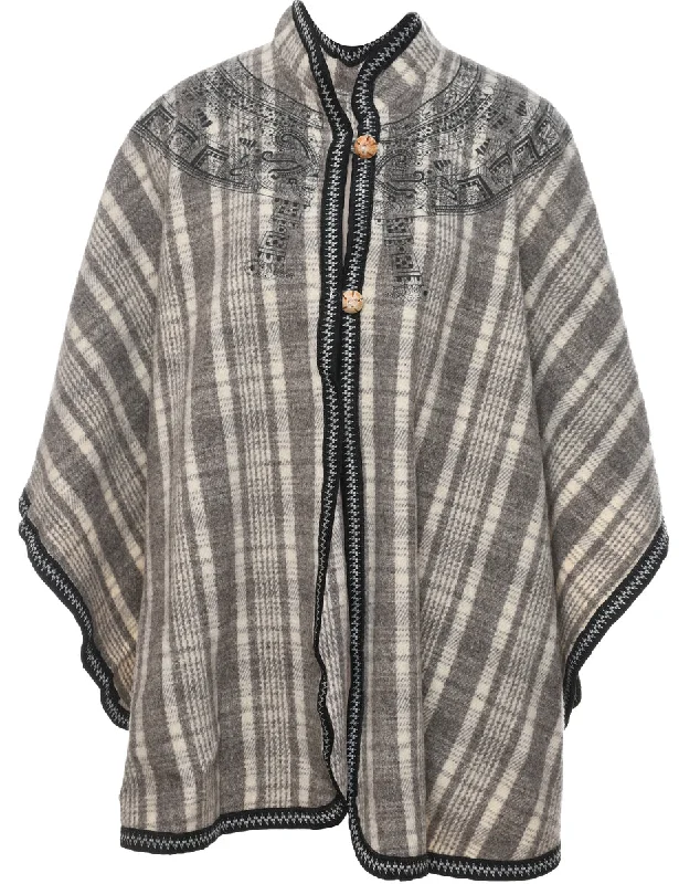 Price Meltdown stylish lightweight coatChecked Grey & Off White Cape - M