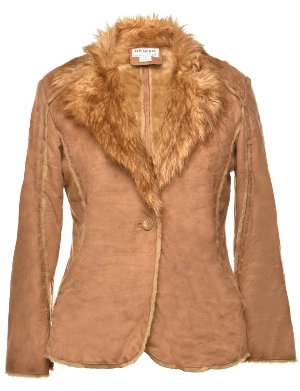 Huge Savings cozy fleece coatBrown Faux Shearling Y2K Coat - M