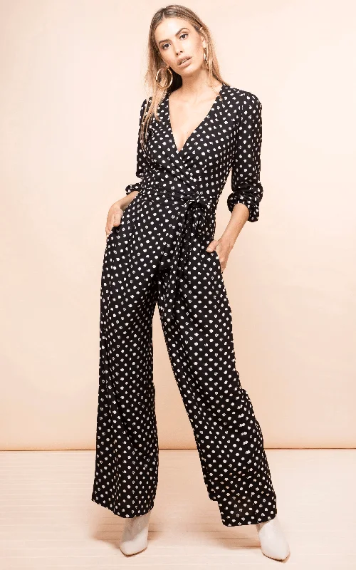 Warehouse Sale Mossie Jumpsuit In Black Polka Dot
