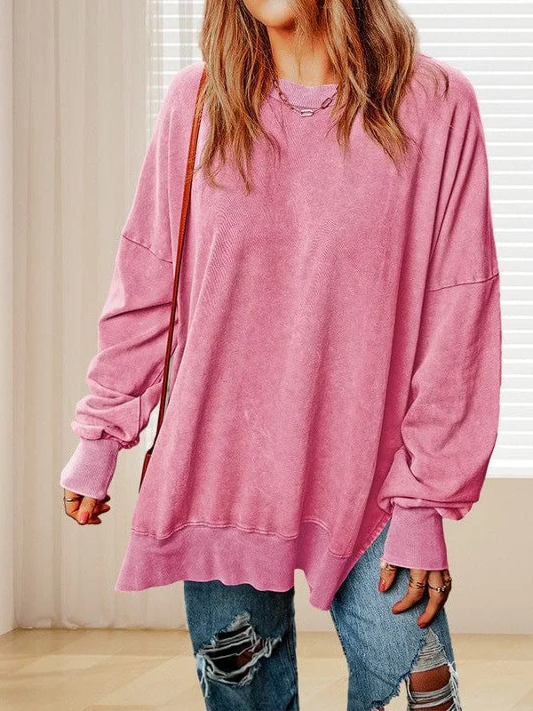 Price Reduction Versatile Loose Pullover Sweatshirt For Women In Solid Colors With Round Neck Price Reduction Versatile Loose Pullover Sweatshirt For Women In Solid Colors With Round Neck