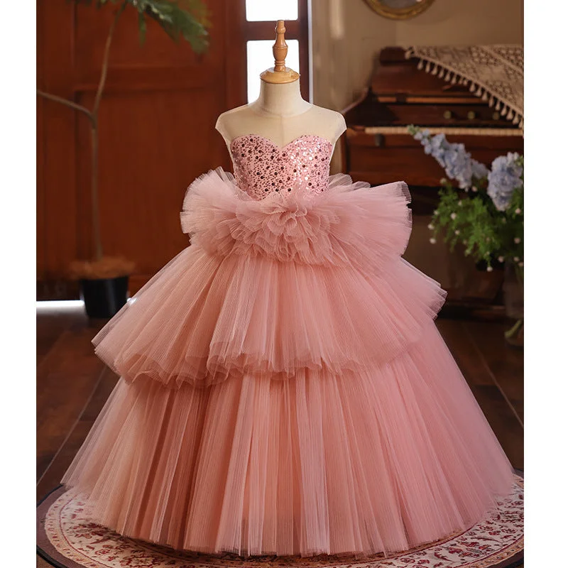 Overstock off-the-shoulder dressBaby Girls Luxury Ball Gown Birthday Dresses Sequined Dress  Toddler Beauty Pageant Dress