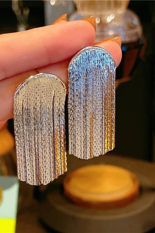 Savings Alert sleeveless dressCurved fringe sterling silver needle temperament earrings   682572157026