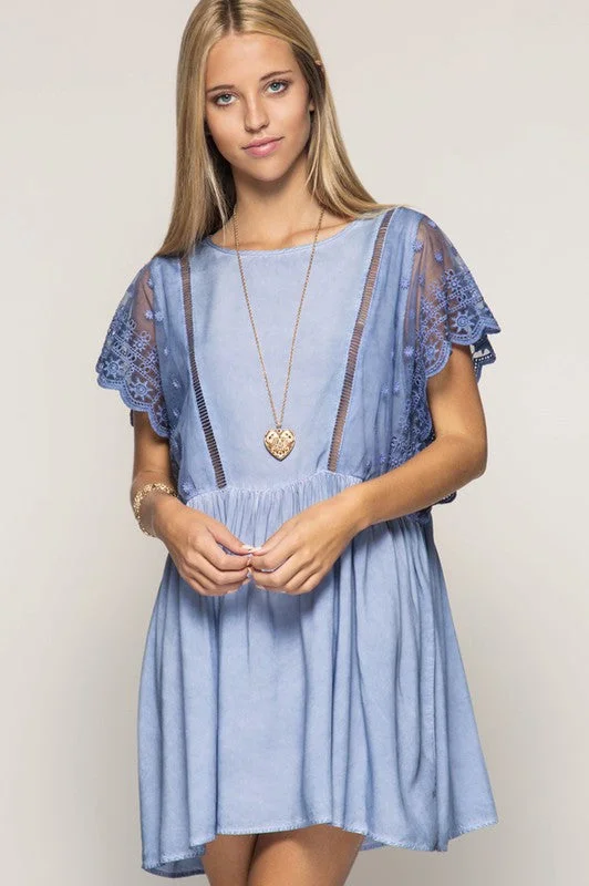 chic wrap dressSwing Dress W/ Lace Sleeves