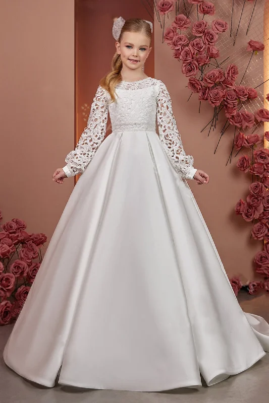 Blowout Sale casual evening dressA-Line Scoop Neck Long Sleeve Satin Sweep-Brush Train Flower Girl Dresses With Lace 738781084079 Blowout Sale casual evening dressA-Line Scoop Neck Long Sleeve Satin Sweep-Brush Train Flower Girl Dresses With Lace 738781084079