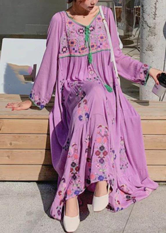 Price Drop textured dressPurple O-Neck Neck Tie Tassel Patchwork Cotton Holiday Dress Long Sleeve Price Drop textured dressPurple O-Neck Neck Tie Tassel Patchwork Cotton Holiday Dress Long Sleeve