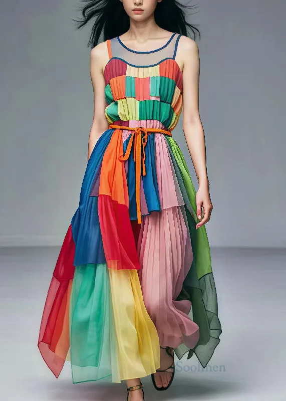 Unmissable Offer printed dressRainbow Patchwork Tulle Vacation Dress Exra Large Hem Summer Unmissable Offer printed dressRainbow Patchwork Tulle Vacation Dress Exra Large Hem Summer