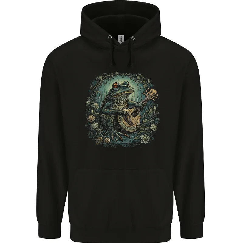 Price Fest retro hoodieA Chilled Out Frog Playing the Guitar Mens 80% Cotton Hoodie