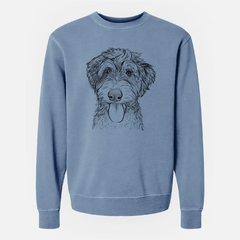 sleek gym hoodieBare Myrtle Mae the Aussiedoodle - Unisex Pigment Dyed Crew Sweatshirt