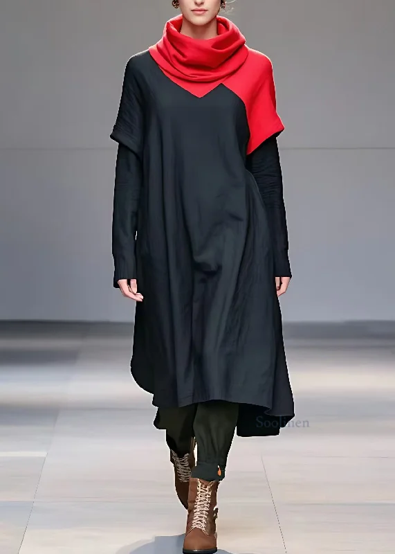 Amazing Deals casual slip dressPlus Size Black Turtleneck Fake Two Pieces Holiday Long Dress Long Sleeve Amazing Deals casual slip dressPlus Size Black Turtleneck Fake Two Pieces Holiday Long Dress Long Sleeve