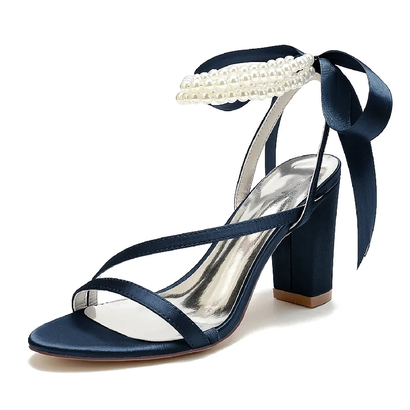 TIME-Limited Offer party-ready dressChunky Heel 8.5cm Silk-Like Shoes CK0439