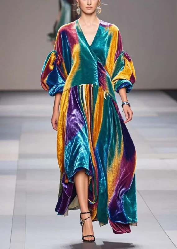 Today’s Deal elegant maxi dressBoho Gradient Color Exra Large Hem Silk Velvet Dress Lantern Sleeve Today’s Deal elegant maxi dressBoho Gradient Color Exra Large Hem Silk Velvet Dress Lantern Sleeve