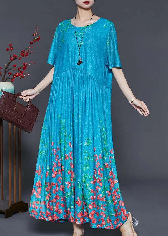 Steals and Deals form-fitting dressBlue Print Silk Holiday Dress Exra Large Hem Summer Steals and Deals form-fitting dressBlue Print Silk Holiday Dress Exra Large Hem Summer