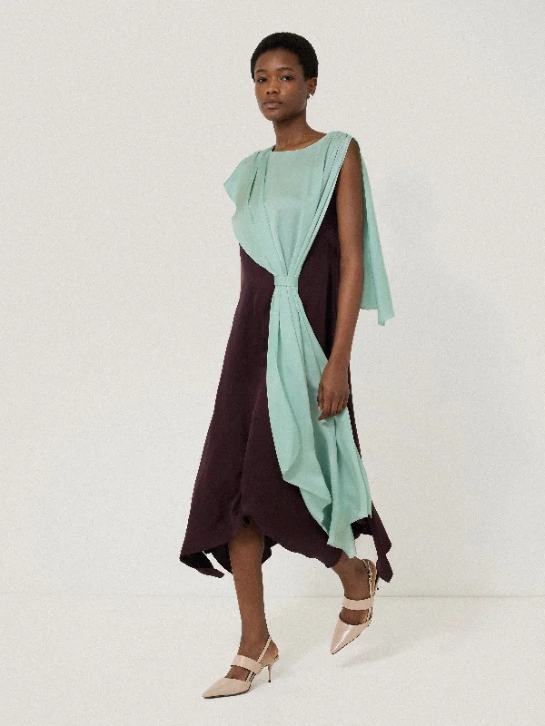 Discount Days chic dressViscose Drape Cape Dress | Oxblood