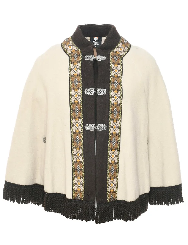 TIME-Limited Offer graphic coatBeige Cape - M