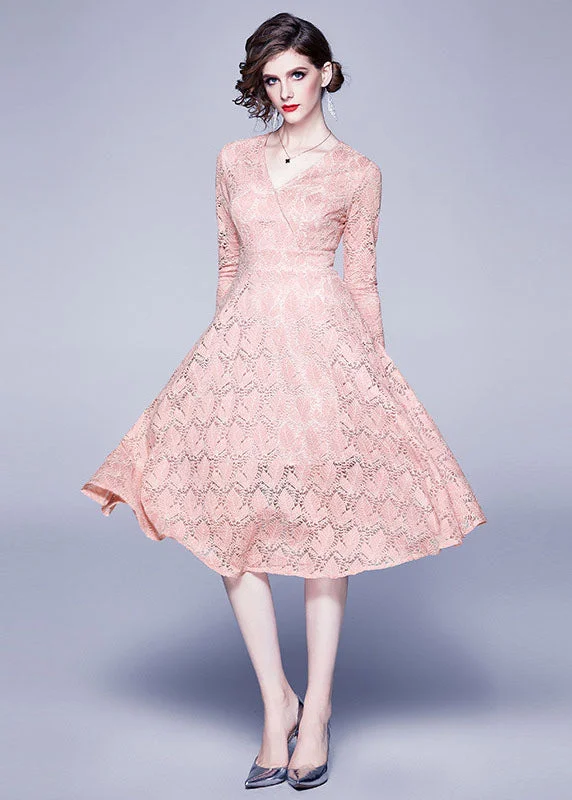 Huge Discounts trendy wrap dressCasual Pink V Neck Exra Large Hem Lace Dresses Bracelet Sleeve Huge Discounts trendy wrap dressCasual Pink V Neck Exra Large Hem Lace Dresses Bracelet Sleeve