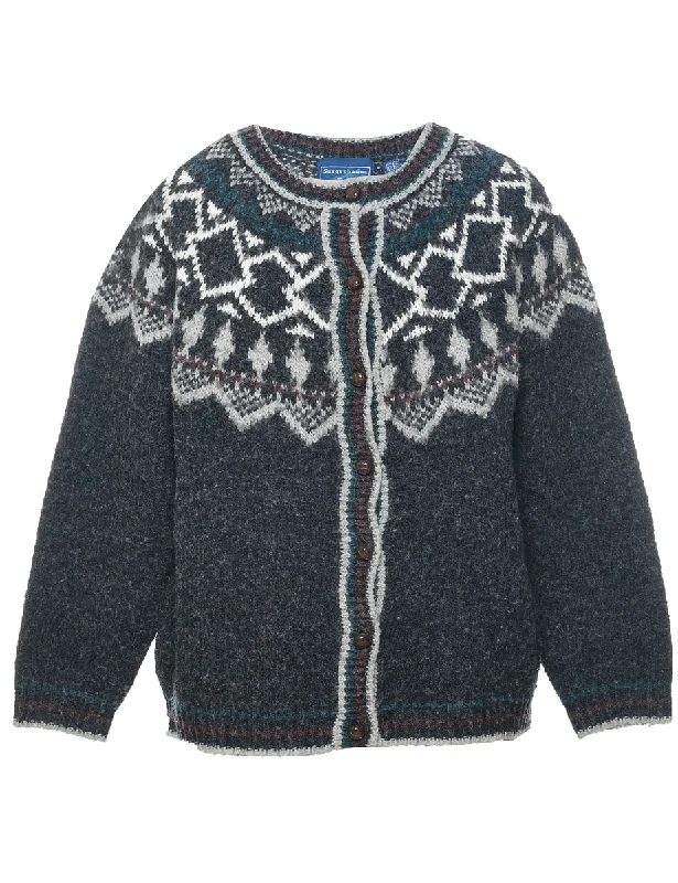 One-DAY Sale casual sports coatNordic Dark Grey Cardigan - L