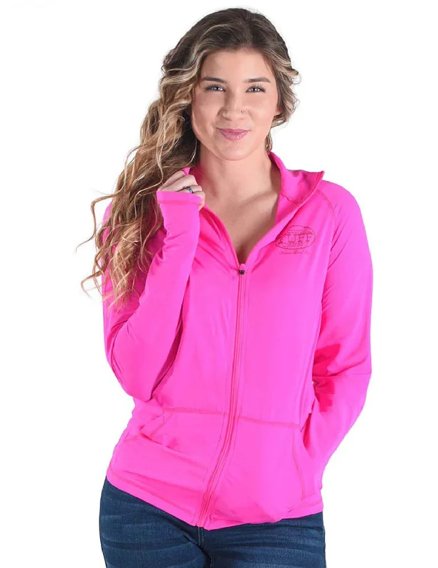 urban casual coatCowgirl Tuff Womens Cooling UPF Hot Pink Nylon Softshell Jacket