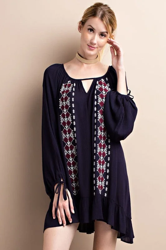 elegant shift dressBohemian Patterned Dress W/ Keyhole