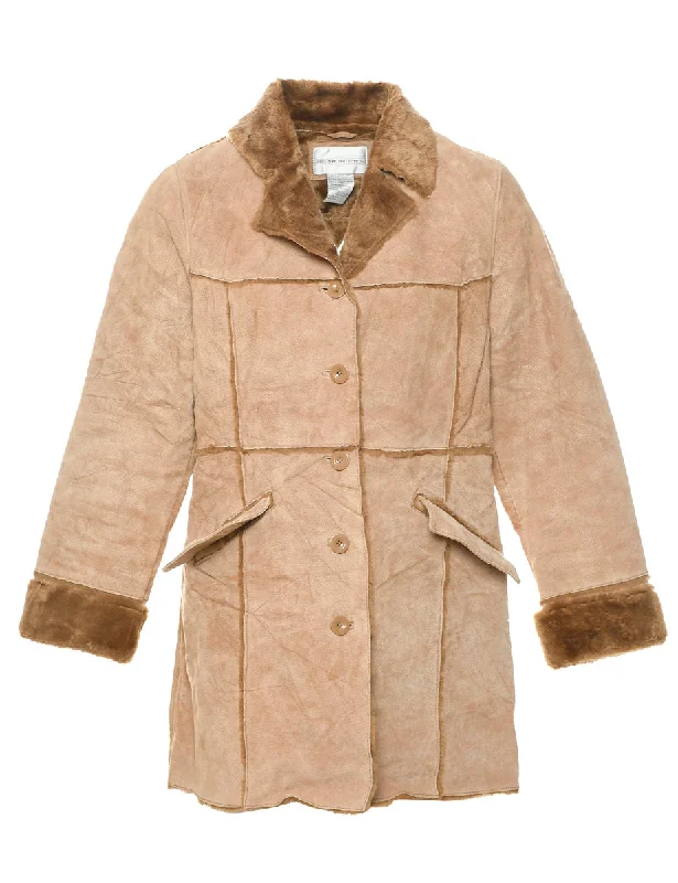 Super Bargain lightweight coatBrown Faux Shearling Suede Jacket - M