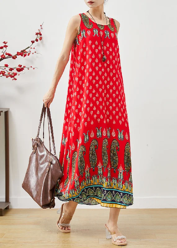 Special Discount sophisticated dressBohemian Red Oversized Print Cotton Dress Summer Special Discount sophisticated dressBohemian Red Oversized Print Cotton Dress Summer