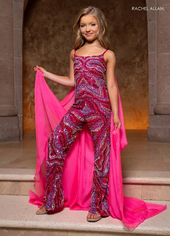 Year-End Clearance Girl's Beaded Sleeveless Jumpsuit by Rachel Allan 10267