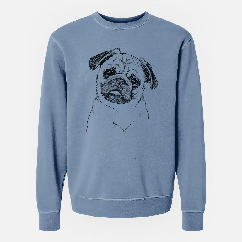 athletic streetwear sweatshirtBare Macy the Pug - Unisex Pigment Dyed Crew Sweatshirt