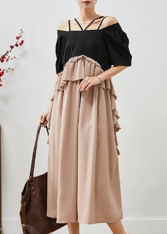 Major Savings comfy maxi dressOrganic Black Cold Shoulder Patchwork Ruffles Chiffon Dresses Summer Major Savings comfy maxi dressOrganic Black Cold Shoulder Patchwork Ruffles Chiffon Dresses Summer