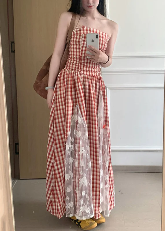 Overstock Sale romantic dressSexy Plaid Strapless Pockets Patchwork Cotton Dress Sleeveless Overstock Sale romantic dressSexy Plaid Strapless Pockets Patchwork Cotton Dress Sleeveless
