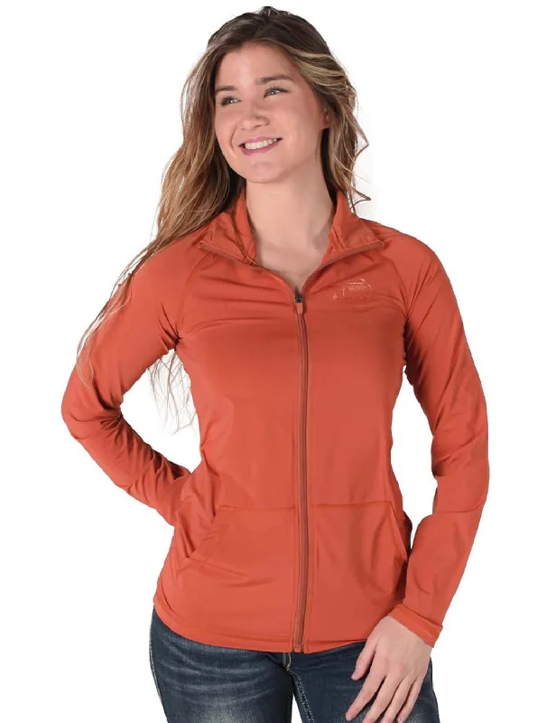 sleek jacketCowgirl Tuff Womens Full Zip Cadet UPF Rust Nylon Softshell Jacket