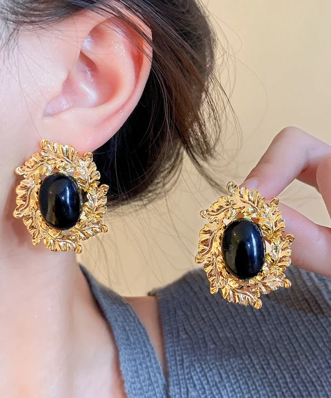 knit dressBoho Black Copper Zircon Pearl Stud Earrings