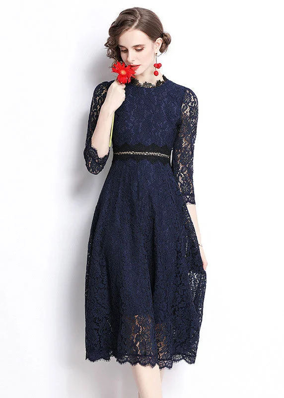 Midnight Madness fitted dressModern Navy Embroideried Hollow Out Lace Long Dresses Bracelet Sleeve Midnight Madness fitted dressModern Navy Embroideried Hollow Out Lace Long Dresses Bracelet Sleeve