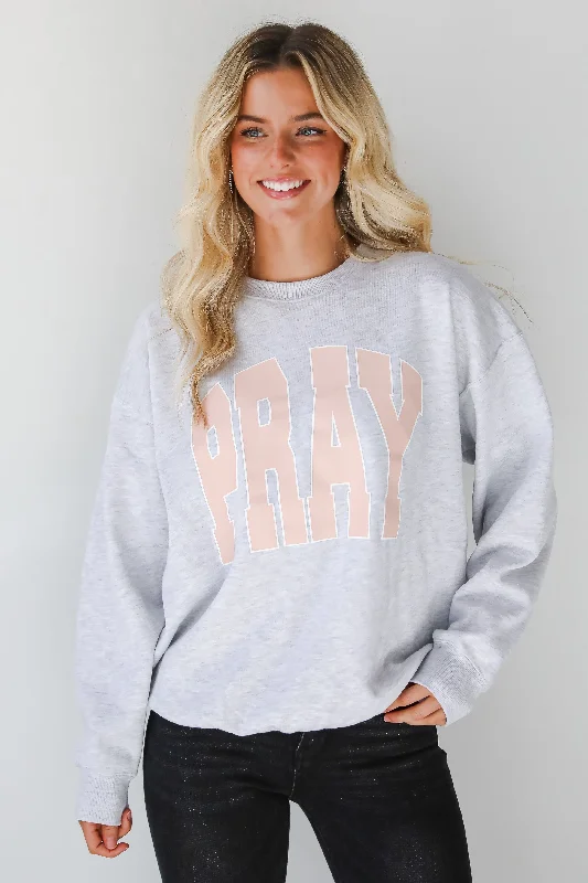 Factory Direct Sale classic gym sweatshirtHeather Grey Pray Sweatshirt