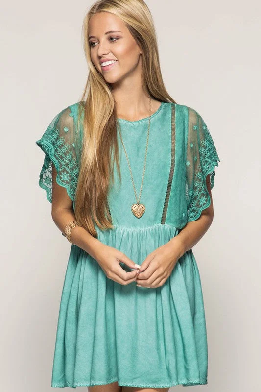 elegant maxi dressSwing Dress W/ Lace Sleeves