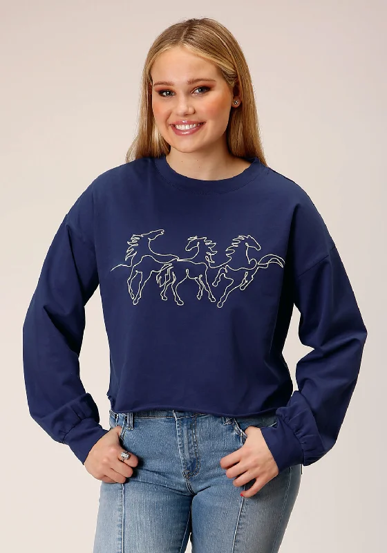 fashion-forward coatRoper Womens Broncos Blue 100% Cotton Sweatshirt