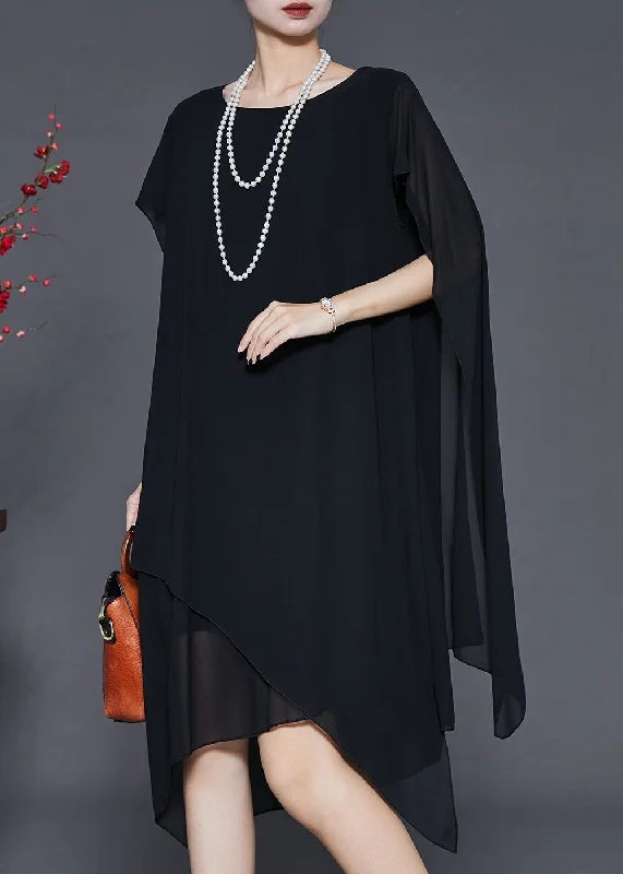 Unbeatable Prices chic dressBlack Loose Chiffon Vacation Dresses Asymmetrical Summer Unbeatable Prices chic dressBlack Loose Chiffon Vacation Dresses Asymmetrical Summer
