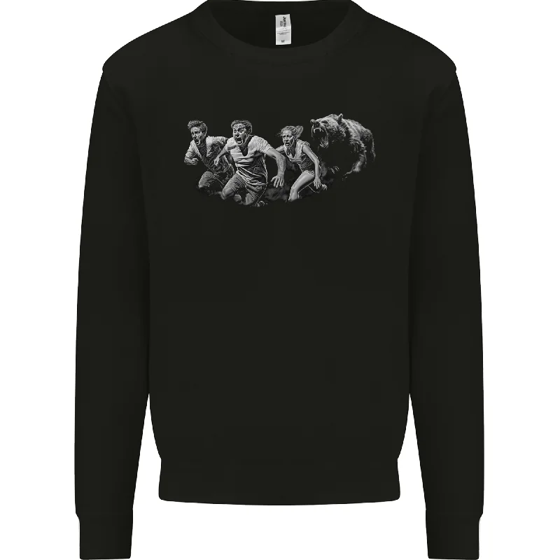 Online Only cozy workout hoodieA Grizzly Bear Chasing Hiking Camping Travelling Mens Sweatshirt Jumper