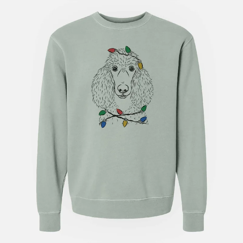 cool activewear hoodieChristmas Lights Giovanni the Poodle - Unisex Pigment Dyed Crew Sweatshirt