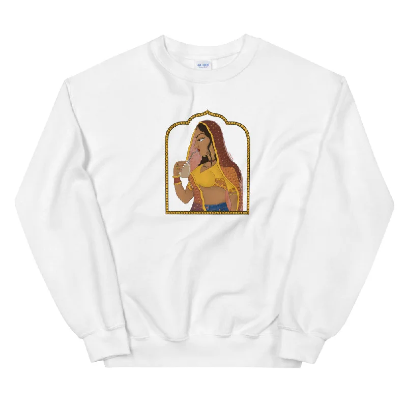 Super Savings athletic casual sweatshirtRajasthani Rani Drinking Iced Coffee Sweatshirt