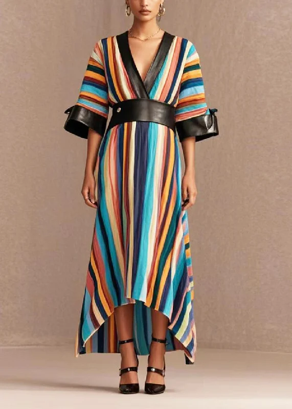 Bargain Prices floral wrap dressPlus Size Rainbow Cinched Patchwork PU Cotton Long Dress Summer Bargain Prices floral wrap dressPlus Size Rainbow Cinched Patchwork PU Cotton Long Dress Summer